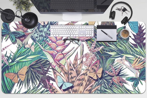 Bureau mat Bloemen en vlinders