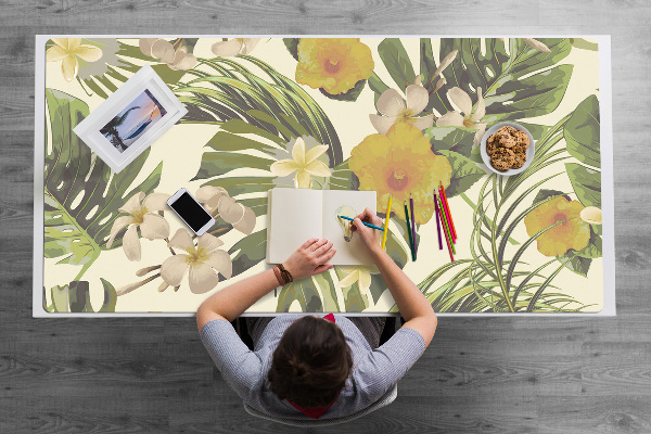 Bureau onderlegger Tropische bladeren en bloemen