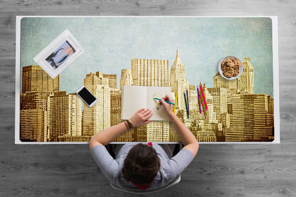 Bureau mat Manhattan wolkenkrabbers