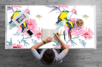 Bureau mat Vogels en bloemen