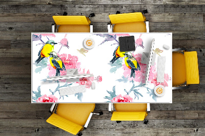 Bureau mat Vogels en bloemen