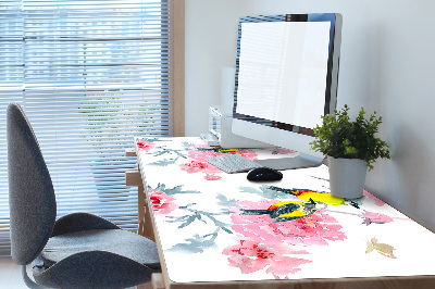 Bureau mat Vogels en bloemen