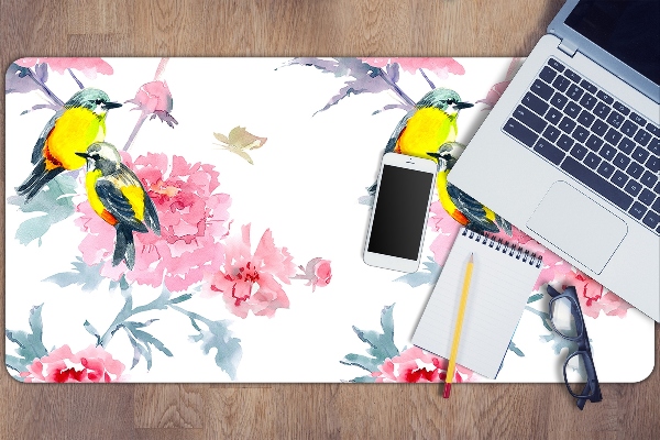Bureau mat Vogels en bloemen