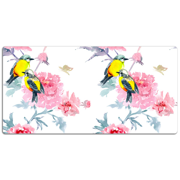 Bureau mat Vogels en bloemen