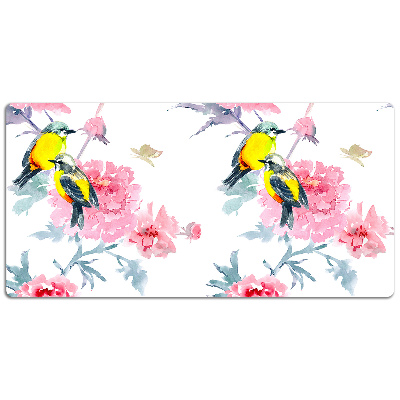 Bureau mat Vogels en bloemen