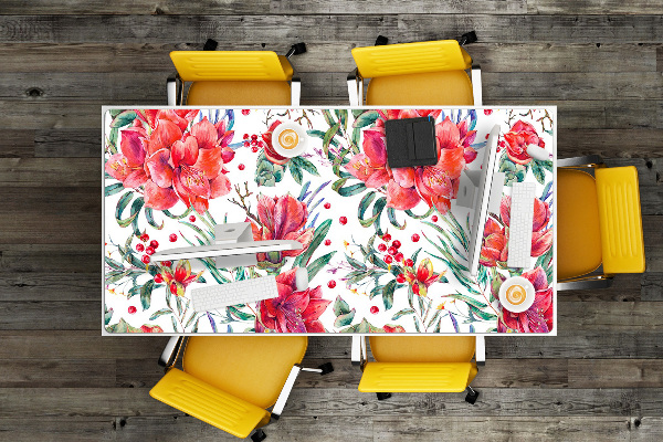 Bureau onderlegger Rode bloemen