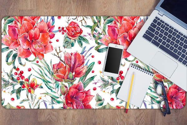Bureau onderlegger Rode bloemen