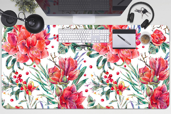 Bureau onderlegger Rode bloemen