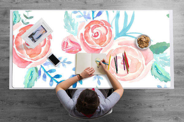 Bureau onderlegger groot Heldere bloemen