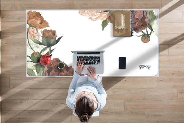 Bureau onderlegger groot Vintage pioenen