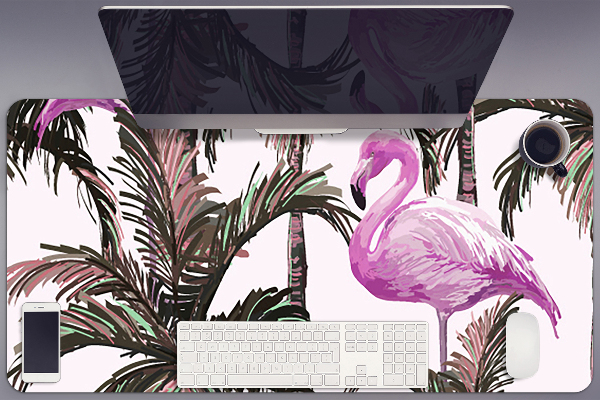 Bureau onderlegger Flamingos in palmbomen