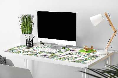 Bureau onderlegger Witte bloemen