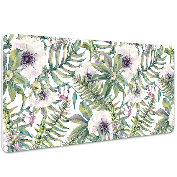Bureau onderlegger Witte bloemen