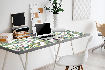 Bureau onderlegger Witte bloemen