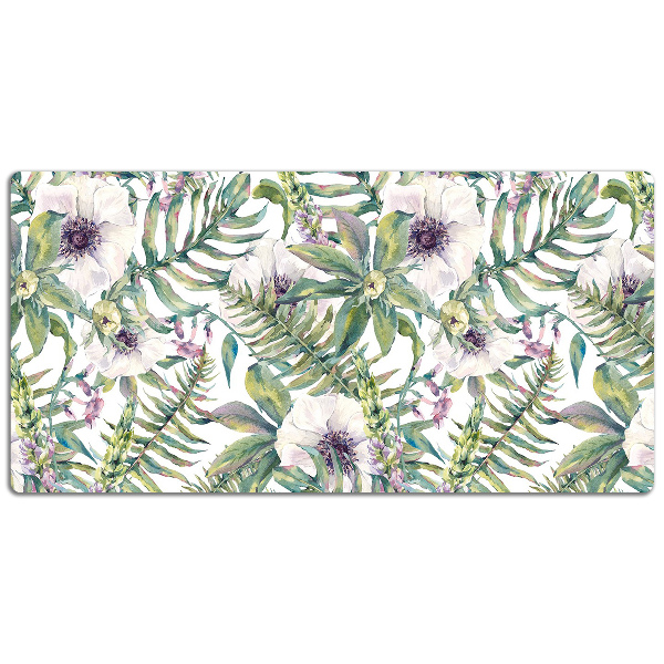 Bureau onderlegger Witte bloemen