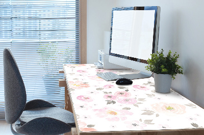 Bureau onderlegger groot Aquarelbloemen