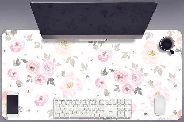 Bureau onderlegger groot Aquarelbloemen