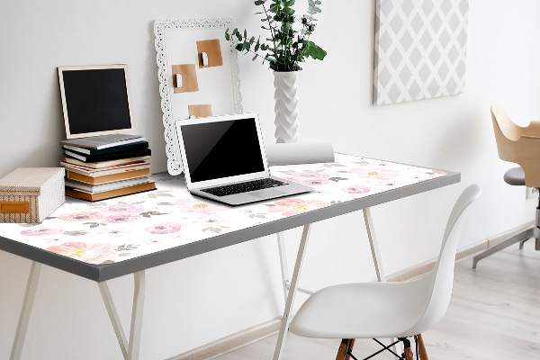 Bureau onderlegger groot Aquarelbloemen