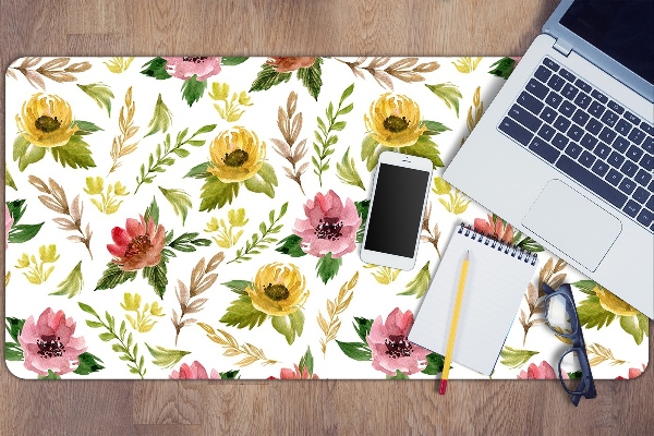 Bureau mat Aquarelbloemen