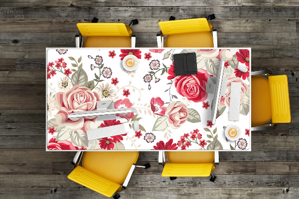Bureau onderlegger Rode bloemen