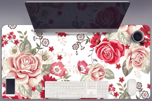 Bureau onderlegger Rode bloemen