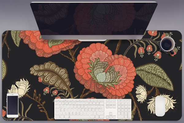 Bureau onderlegger groot Retro bloemen