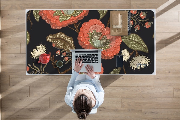 Bureau onderlegger groot Retro bloemen