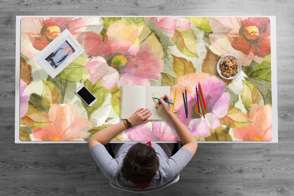 Bureau onderlegger groot Geschilderde bloemen