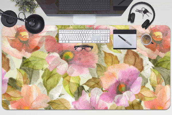 Bureau onderlegger groot Geschilderde bloemen