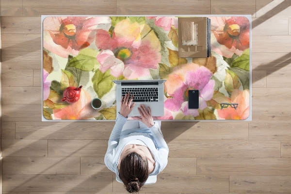 Bureau onderlegger groot Geschilderde bloemen