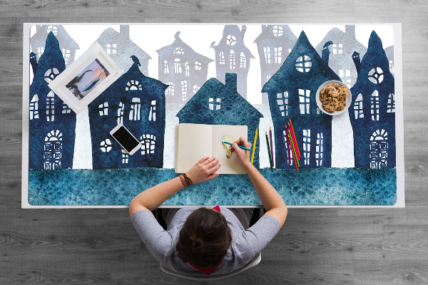 Bureau mat Stad 's nachts