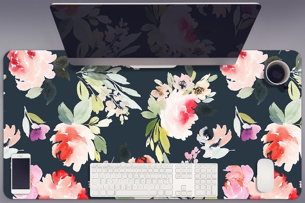 Bureau onderlegger groot Geschilderde bloemen