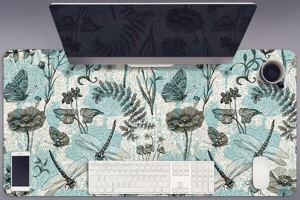 Bureau onderlegger Bloemen en libellen