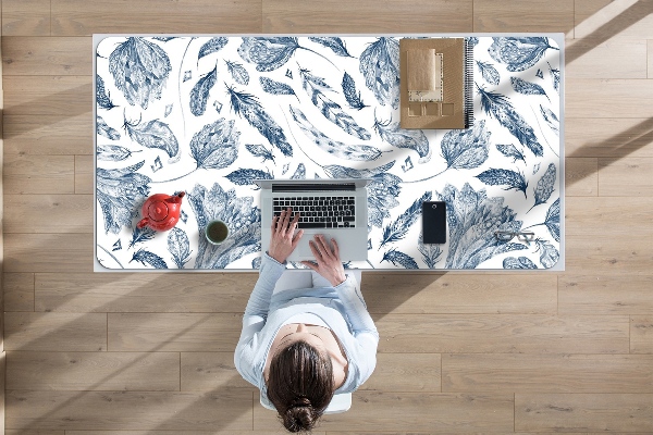 Bureau mat Blauwe bladeren