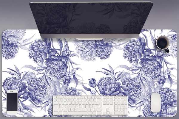 Bureau mat Purple peonies