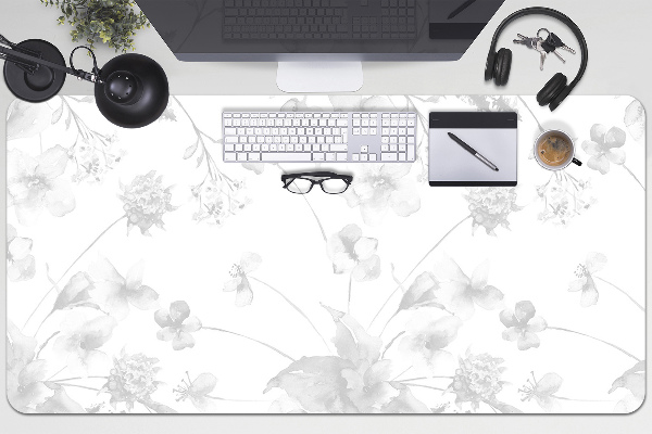 Bureau onderlegger Grijze bloemen