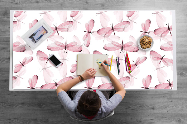 Bureau onderlegger Roze libellen