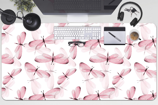 Bureau onderlegger Roze libellen