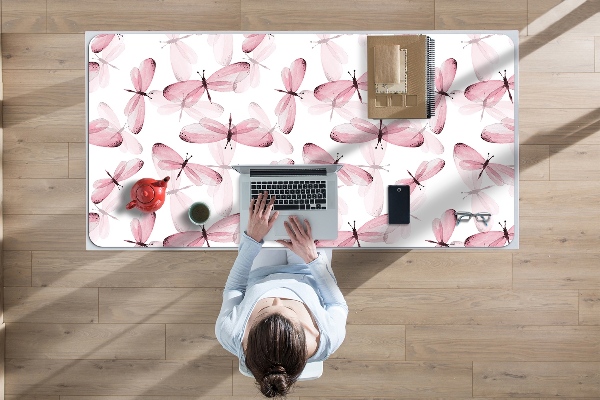 Bureau onderlegger Roze libellen