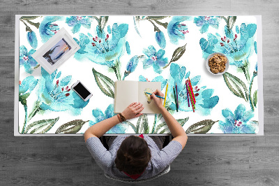 Bureau onderlegger Turquoise bloemen