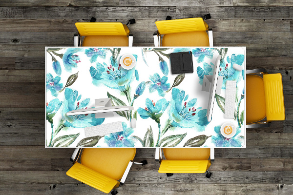 Bureau onderlegger Turquoise bloemen