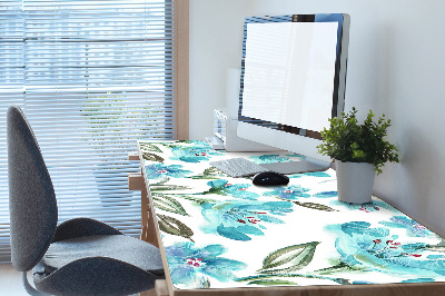 Bureau onderlegger Turquoise bloemen