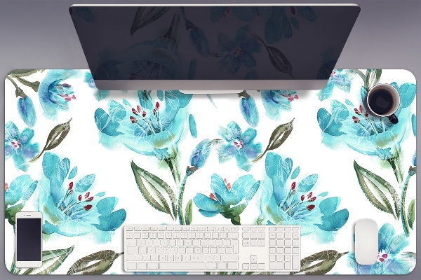 Bureau onderlegger Turquoise bloemen