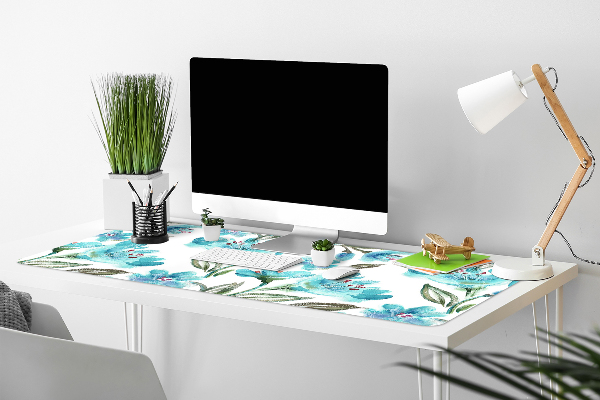 Bureau onderlegger Turquoise bloemen