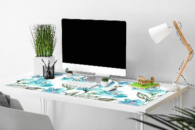 Bureau onderlegger Turquoise bloemen