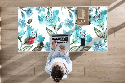 Bureau onderlegger Turquoise bloemen