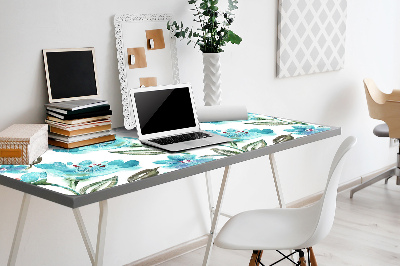 Bureau onderlegger Turquoise bloemen