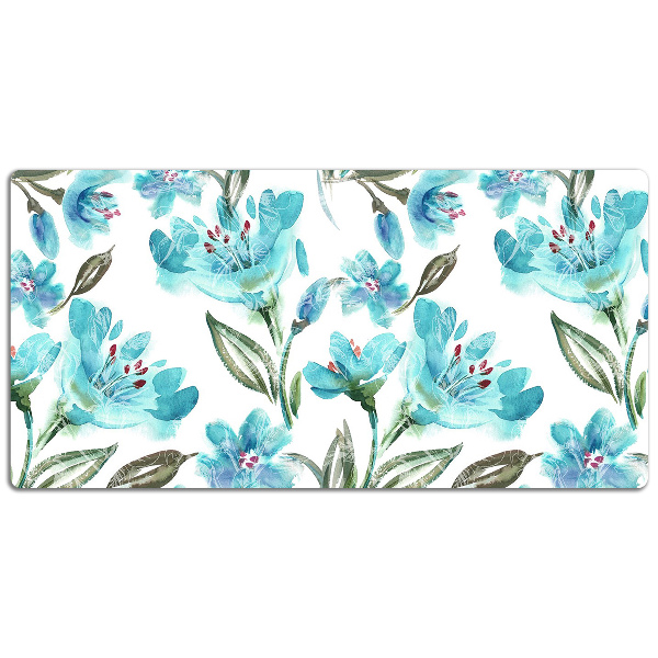 Bureau onderlegger Turquoise bloemen