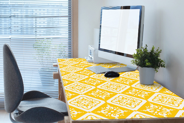 Bureau onderlegger Geel wit patroon