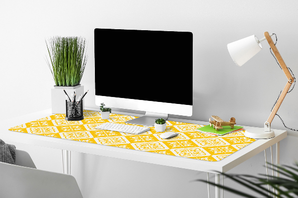 Bureau onderlegger Geel wit patroon